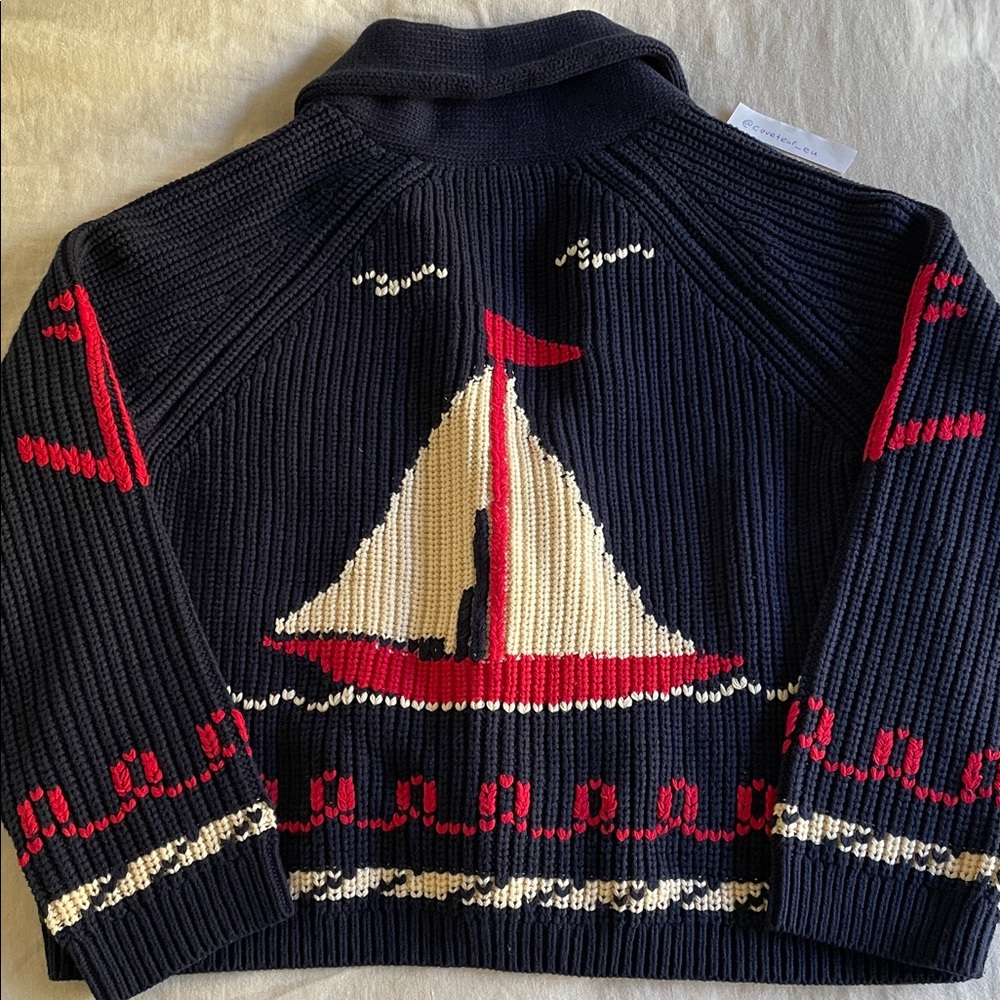 The Great. The Sailboat Lodge Cardigan in navy. Size 1. - Picture 6 of 8